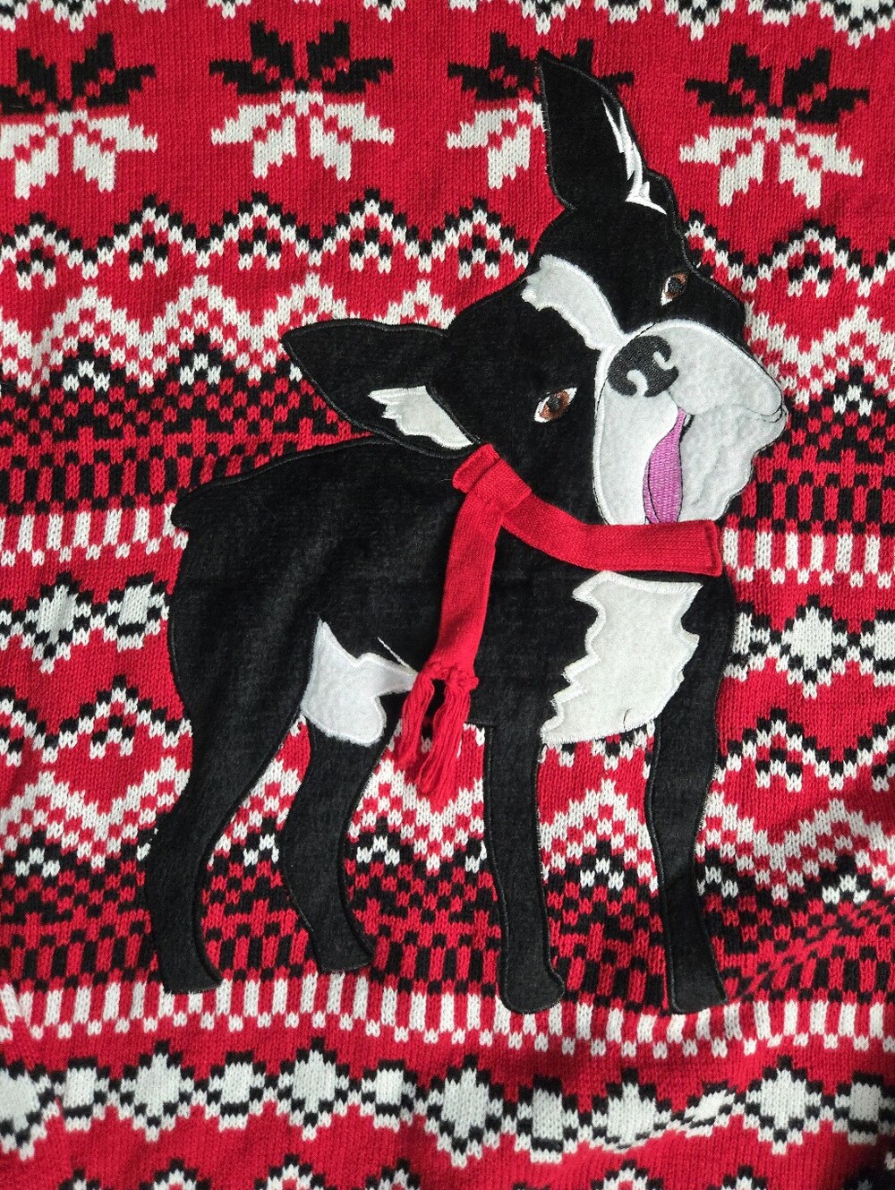 Frenchie French Bulldog Cotton Sweater Crewneck Pattern Size L.